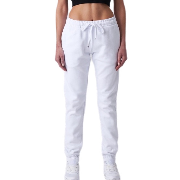 white TALENTLESS logo heavy weight joggers | white sweatpant | unisex - Picture 3 of 11